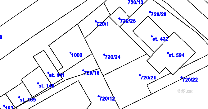 Parcela st. 720/24 v KÚ Rataje nad Sázavou, Katastrální mapa