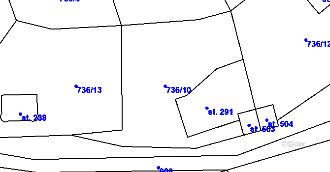Parcela st. 736/10 v KÚ Rataje nad Sázavou, Katastrální mapa