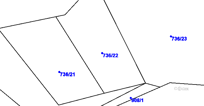 Parcela st. 736/22 v KÚ Rataje nad Sázavou, Katastrální mapa