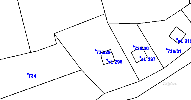 Parcela st. 736/29 v KÚ Rataje nad Sázavou, Katastrální mapa