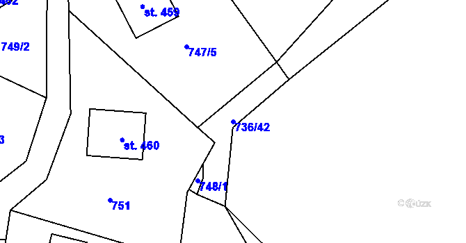 Parcela st. 736/42 v KÚ Rataje nad Sázavou, Katastrální mapa