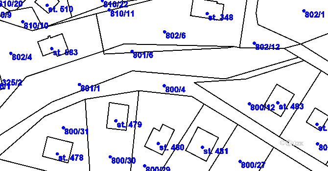 Parcela st. 800/4 v KÚ Rataje nad Sázavou, Katastrální mapa