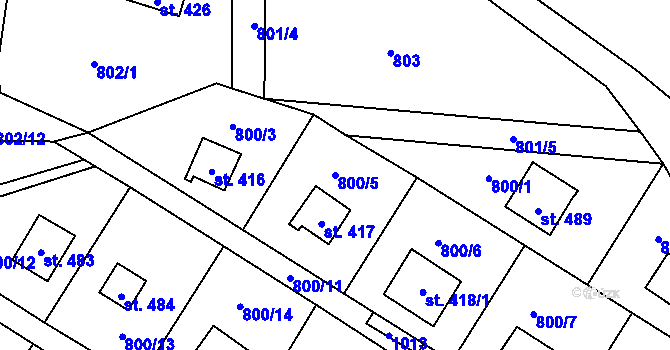 Parcela st. 800/5 v KÚ Rataje nad Sázavou, Katastrální mapa