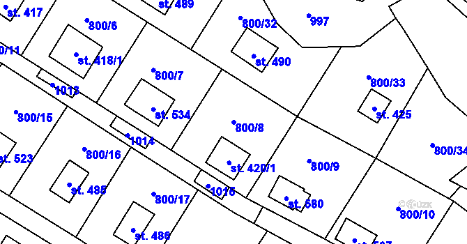 Parcela st. 800/8 v KÚ Rataje nad Sázavou, Katastrální mapa