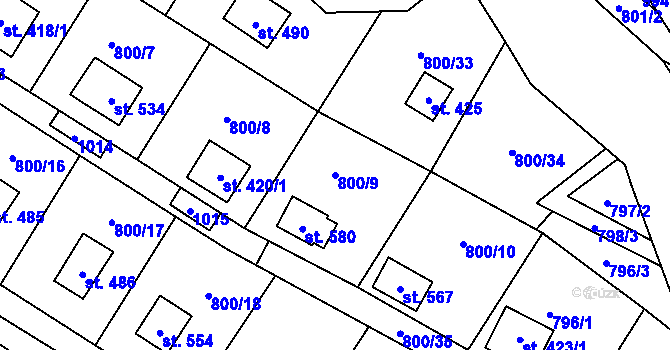 Parcela st. 800/9 v KÚ Rataje nad Sázavou, Katastrální mapa