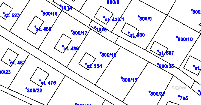 Parcela st. 800/18 v KÚ Rataje nad Sázavou, Katastrální mapa