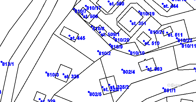 Parcela st. 810/2 v KÚ Rataje nad Sázavou, Katastrální mapa