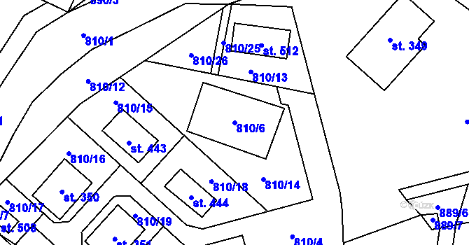 Parcela st. 810/6 v KÚ Rataje nad Sázavou, Katastrální mapa