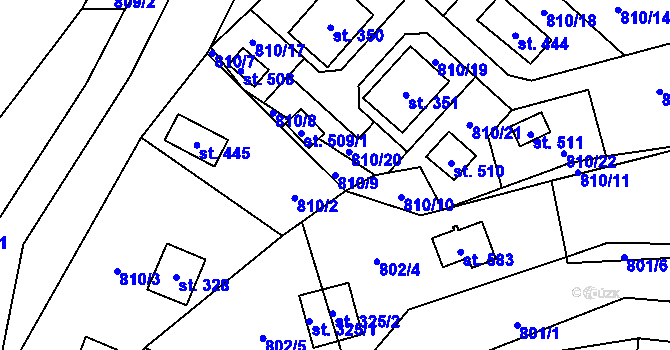 Parcela st. 810/9 v KÚ Rataje nad Sázavou, Katastrální mapa