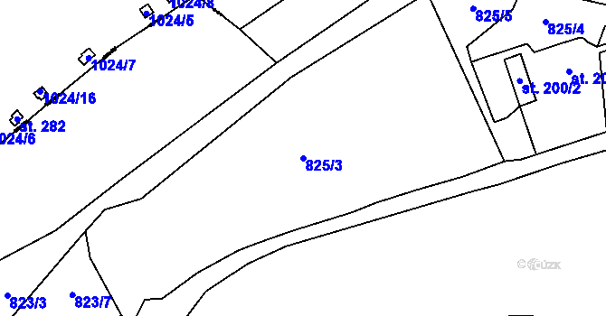 Parcela st. 825/3 v KÚ Rataje nad Sázavou, Katastrální mapa