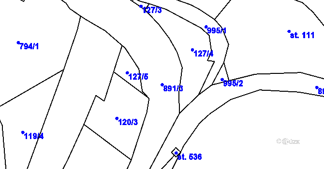 Parcela st. 891/3 v KÚ Rataje nad Sázavou, Katastrální mapa