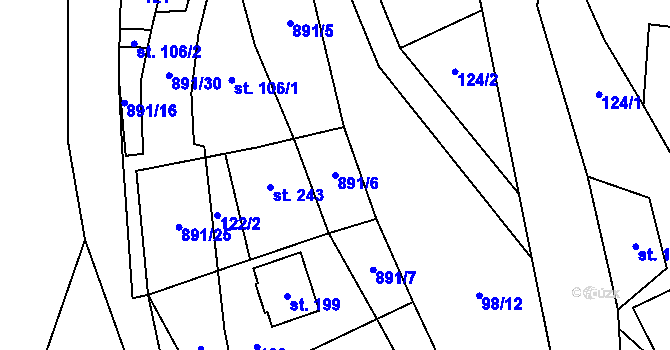 Parcela st. 891/6 v KÚ Rataje nad Sázavou, Katastrální mapa