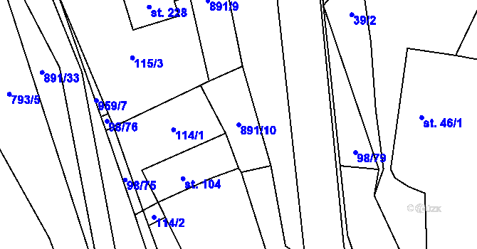 Parcela st. 891/10 v KÚ Rataje nad Sázavou, Katastrální mapa