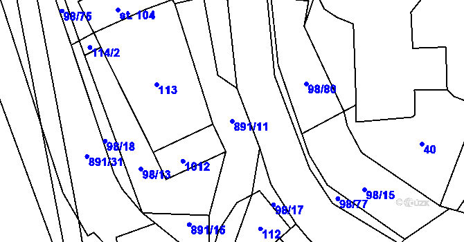 Parcela st. 891/11 v KÚ Rataje nad Sázavou, Katastrální mapa