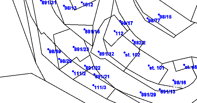 Parcela st. 891/12 v KÚ Rataje nad Sázavou, Katastrální mapa