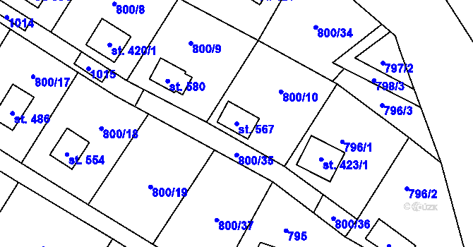 Parcela st. 567 v KÚ Rataje nad Sázavou, Katastrální mapa
