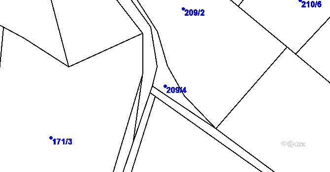 Parcela st. 209/4 v KÚ Rataje nad Sázavou, Katastrální mapa