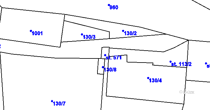Parcela st. 571 v KÚ Rataje nad Sázavou, Katastrální mapa