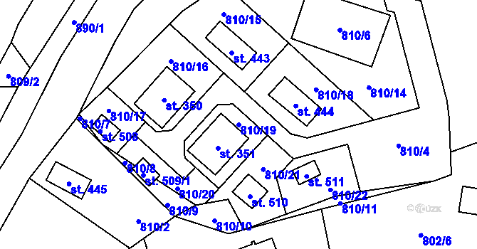 Parcela st. 810/19 v KÚ Rataje nad Sázavou, Katastrální mapa