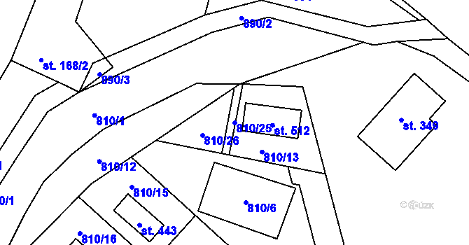 Parcela st. 810/25 v KÚ Rataje nad Sázavou, Katastrální mapa