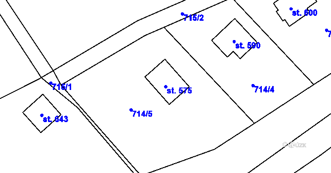 Parcela st. 575 v KÚ Rataje nad Sázavou, Katastrální mapa