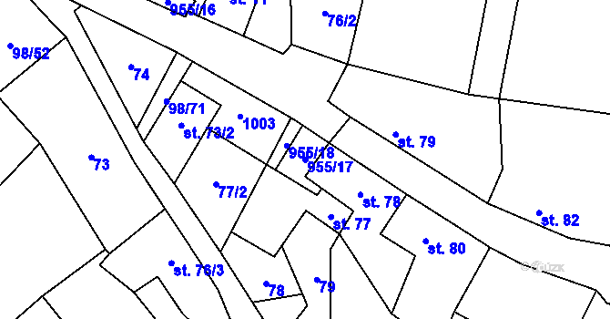 Parcela st. 955/17 v KÚ Rataje nad Sázavou, Katastrální mapa