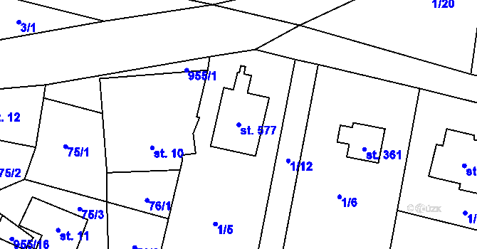 Parcela st. 577 v KÚ Rataje nad Sázavou, Katastrální mapa