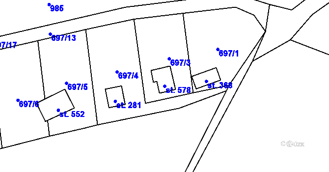 Parcela st. 578 v KÚ Rataje nad Sázavou, Katastrální mapa