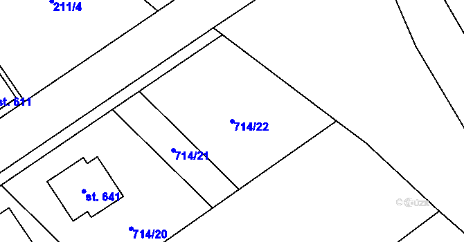 Parcela st. 714/22 v KÚ Rataje nad Sázavou, Katastrální mapa