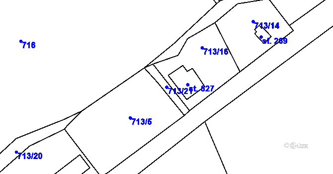 Parcela st. 713/21 v KÚ Rataje nad Sázavou, Katastrální mapa