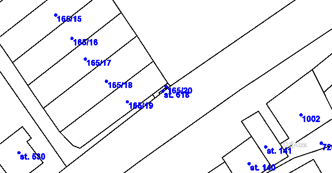 Parcela st. 165/20 v KÚ Rataje nad Sázavou, Katastrální mapa