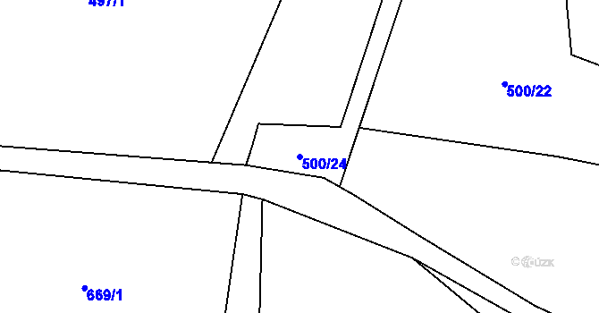 Parcela st. 500/24 v KÚ Rataje nad Sázavou, Katastrální mapa