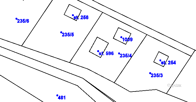 Parcela st. 596 v KÚ Rataje nad Sázavou, Katastrální mapa