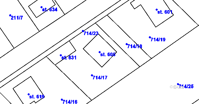 Parcela st. 605 v KÚ Rataje nad Sázavou, Katastrální mapa