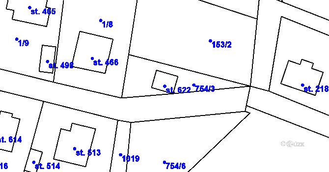 Parcela st. 622 v KÚ Rataje nad Sázavou, Katastrální mapa