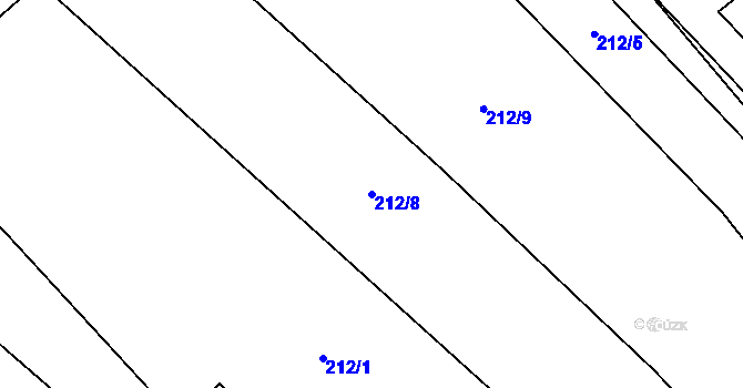 Parcela st. 212/8 v KÚ Rataje nad Sázavou, Katastrální mapa
