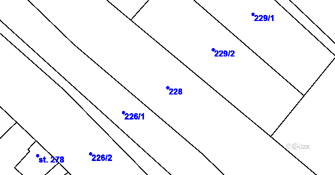 Parcela st. 228 v KÚ Rataje nad Sázavou, Katastrální mapa