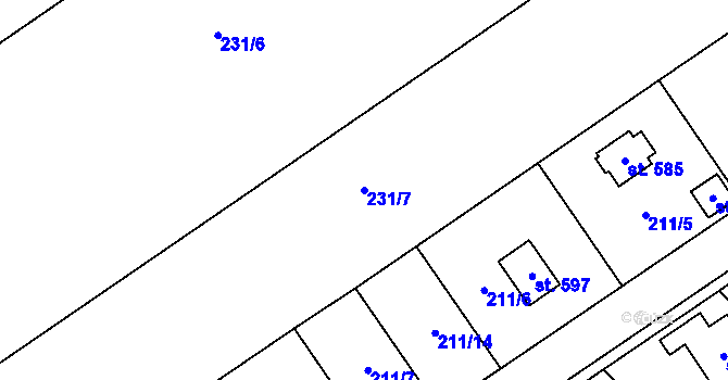 Parcela st. 231/7 v KÚ Rataje nad Sázavou, Katastrální mapa