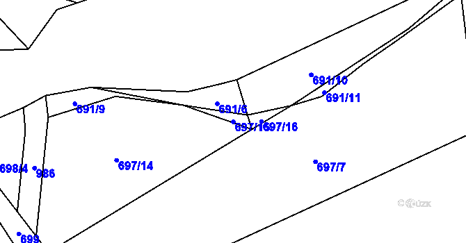 Parcela st. 697/15 v KÚ Rataje nad Sázavou, Katastrální mapa
