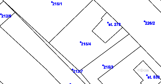 Parcela st. 215/4 v KÚ Rataje nad Sázavou, Katastrální mapa