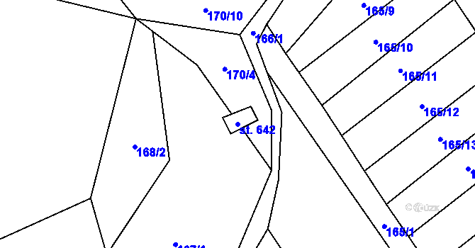 Parcela st. 642 v KÚ Rataje nad Sázavou, Katastrální mapa
