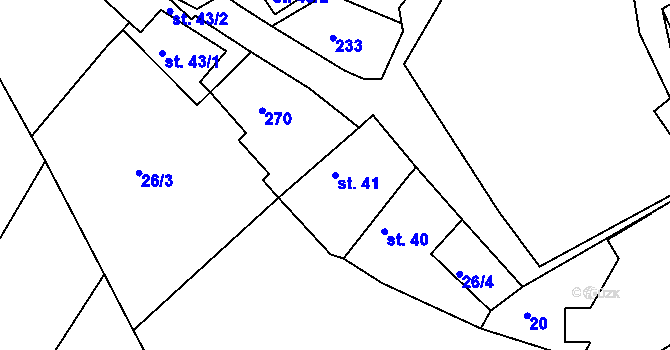Parcela st. 41 v KÚ Kbel u Ratboře, Katastrální mapa