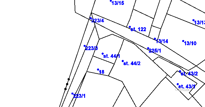 Parcela st. 44/1 v KÚ Kbel u Ratboře, Katastrální mapa