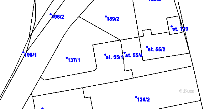 Parcela st. 55/1 v KÚ Kbel u Ratboře, Katastrální mapa