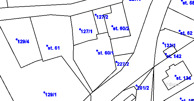 Parcela st. 60/1 v KÚ Kbel u Ratboře, Katastrální mapa