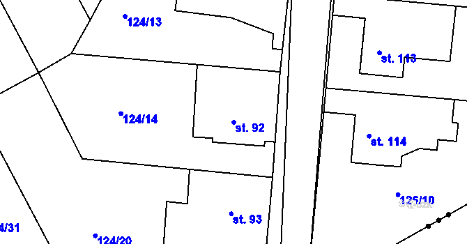 Parcela st. 92 v KÚ Kbel u Ratboře, Katastrální mapa