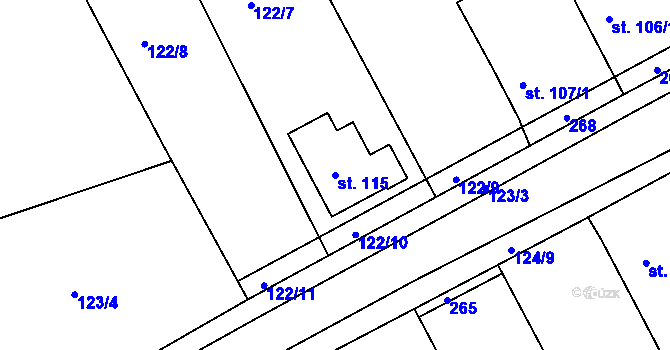 Parcela st. 115 v KÚ Kbel u Ratboře, Katastrální mapa