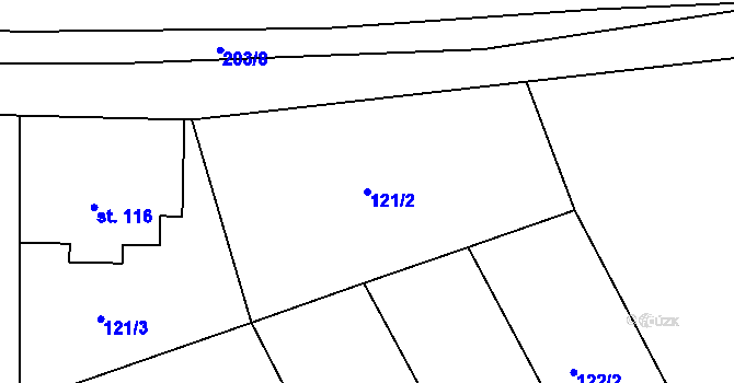 Parcela st. 121/2 v KÚ Kbel u Ratboře, Katastrální mapa