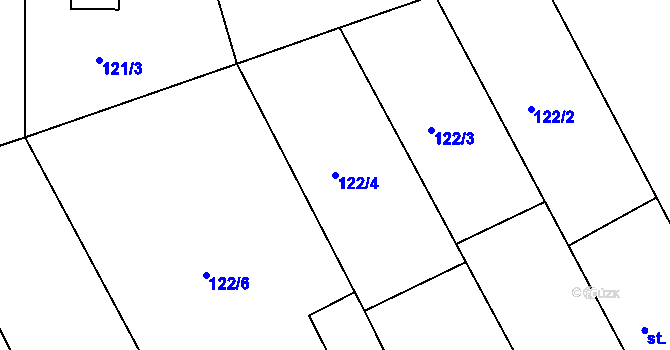 Parcela st. 122/4 v KÚ Kbel u Ratboře, Katastrální mapa