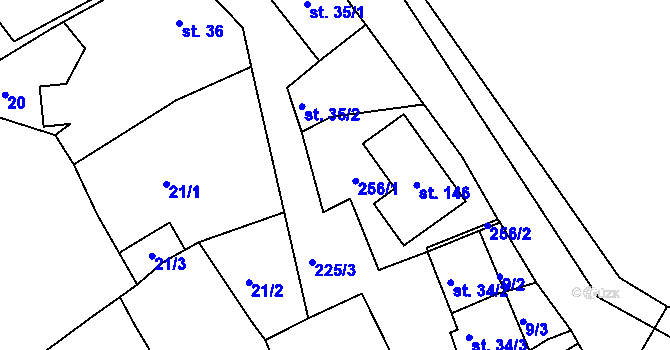 Parcela st. 256 v KÚ Kbel u Ratboře, Katastrální mapa
